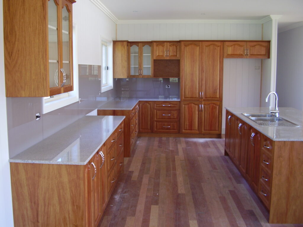 New-Guinea Rosewood doors with stone benchtop.