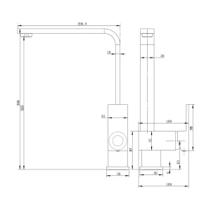 Flat goosenek mixer tap