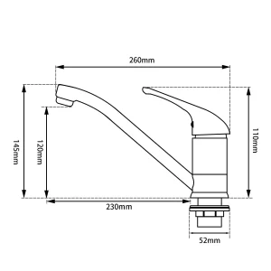 standard mixer kitchen tap measurements.